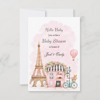 Convite Eiffel Tower Baby Shower Card