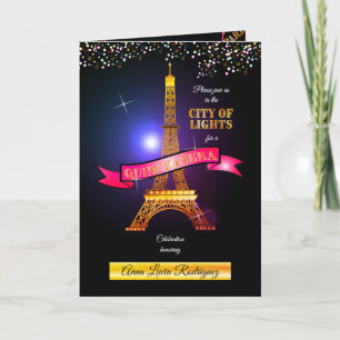 Convite Eiffel Tower Paris City of Lights Quinceañera