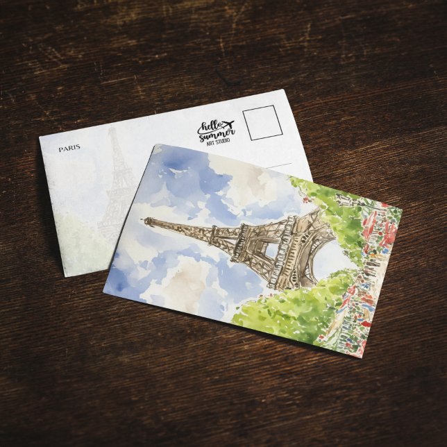Convite Eiffel Tower Paris França Watercolor (Criador carregado)