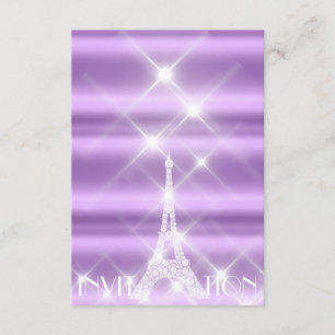 Convite Eiffel Tower Paris Sparly Stars Purple Diamond