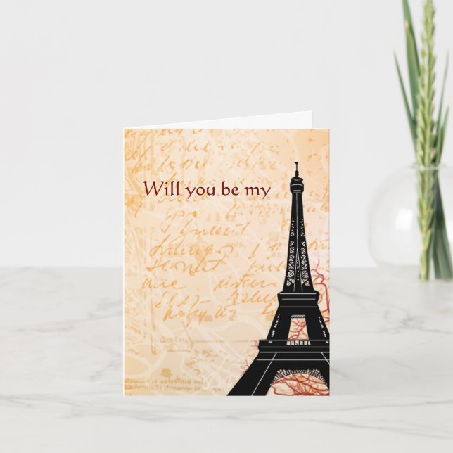 Convite Eiffel Tower Will You Be My Note card (Frente)