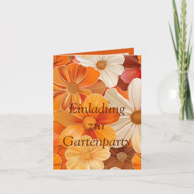 Convite Einladung zur Gartenparty Retro 1970er Stil (Frente)