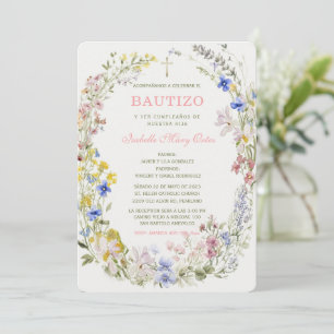 Convite El Bautizo y Primer Añito invitación de nuestra hi