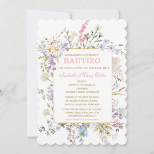 Convite El Bautizo y Primer Añito invitación de nuestra hi