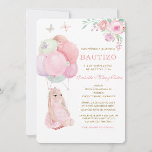 Convite El Bautizo y Primer Añito invitación de nuestra hi