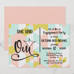 Convite Ela disse que Oui sim festa de noivado moderna