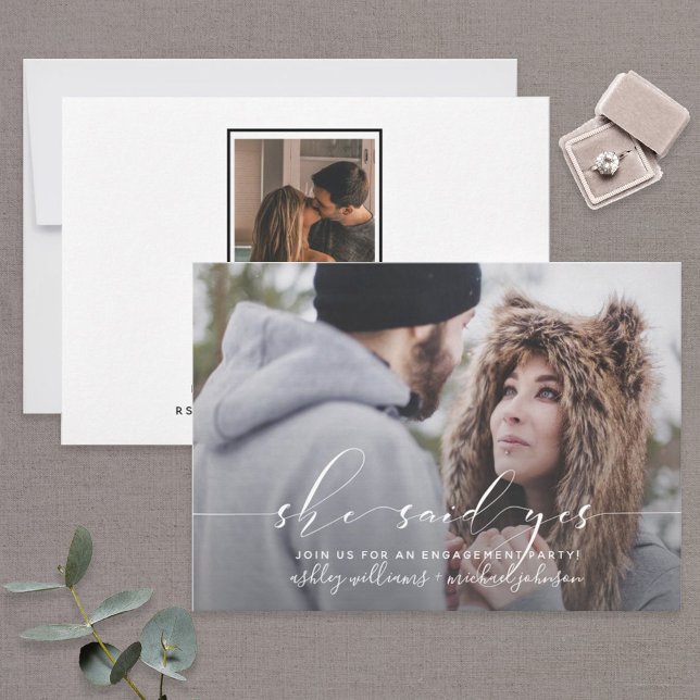 Convite ELA DISSE SIM 2 Festa de noivado de caligrafia (Criador carregado)