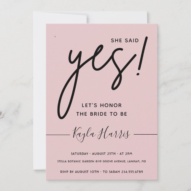 Convite Ela disse Sim Chá de panela Simples (Frente)