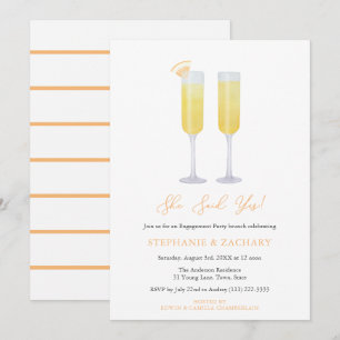 Convite Ela Disse Sim Festa de noivado De Brunch