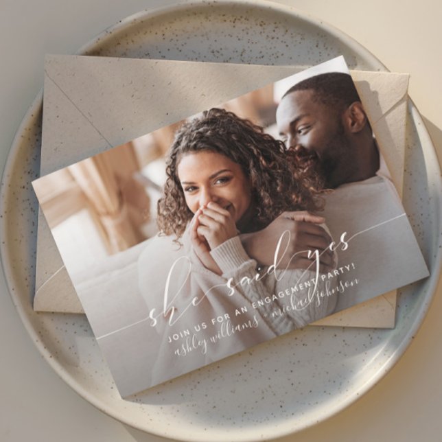 Convite Ela Disse Sim Festa de noivado De Caligrafia (Criador carregado)