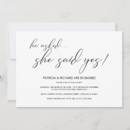 Convite Ela Disse Sim Festa de noivado De Caligrafia Simpl