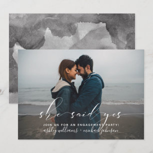 Convite Ela Disse Sim Festa de noivado De Fotos De Caligra