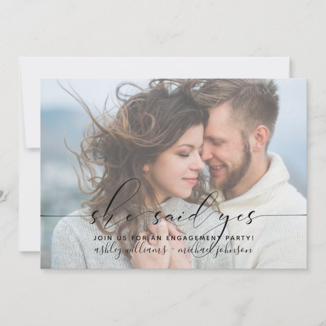 Convite Ela Disse Sim, Festa de noivado Moderna Convidar (Frente)