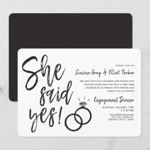 Convite Ela Disse Sim   Jantar de Noivado com Anéis Duplos