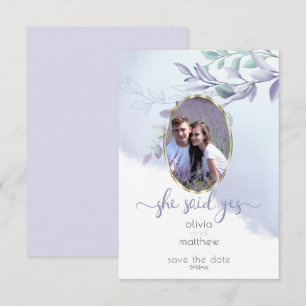 Convite Ela Disse Sim Oval Floral Salvar a Data