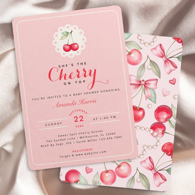 Convite Ela é a Cherry no Chá de fraldas da Coquette Super (Cherry Themed Baby Shower Invitation)