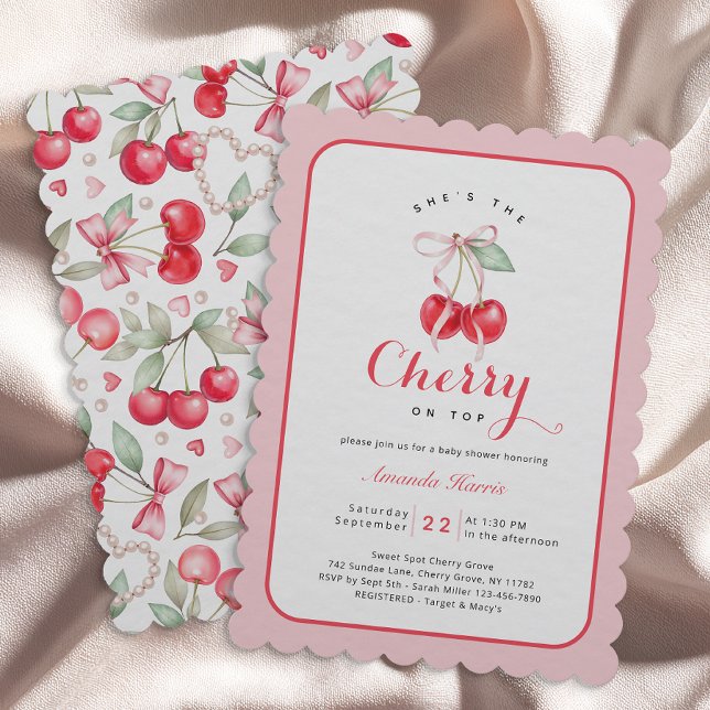 Convite Ela é a Cherry no melhor Chá de fraldas. (Cherry Baby Shower Themed Invitation)