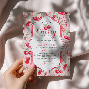 Convite Ela é a Cherry no Top Chá de fraldas Conite