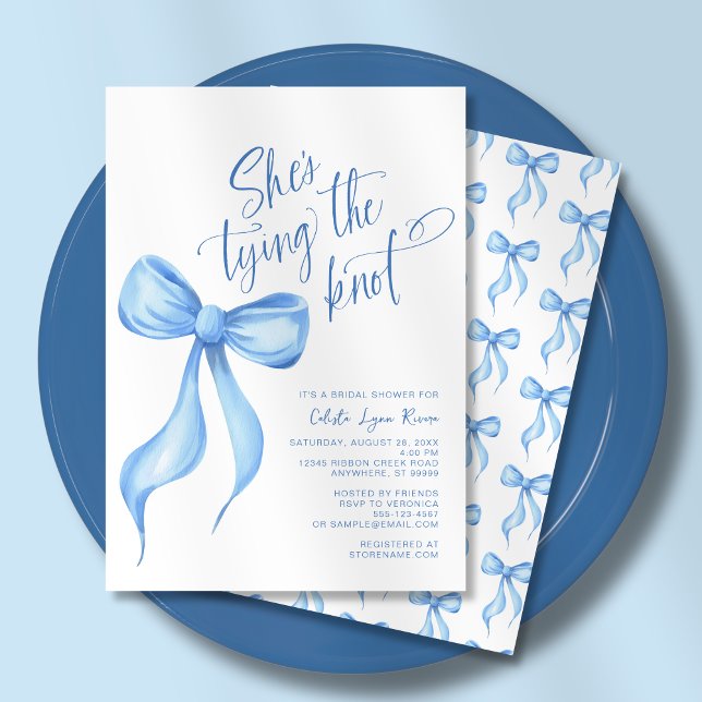 Convite Ela é Casando Chá de panela Arco azul (Shown on a 5" x 7" invitation)