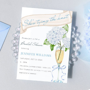 Convite Ela é Casando Chá de panela de Hydrangea Azul