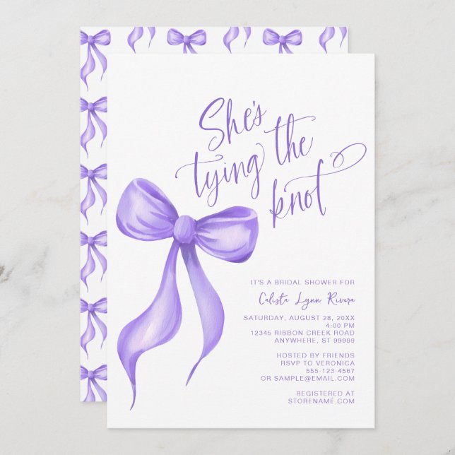 Convite Ela é Casando de Arco roxo (Frente/Verso)