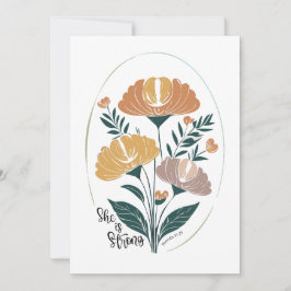 Convite Ela é forte Psalm Boho Christian Inspirational T