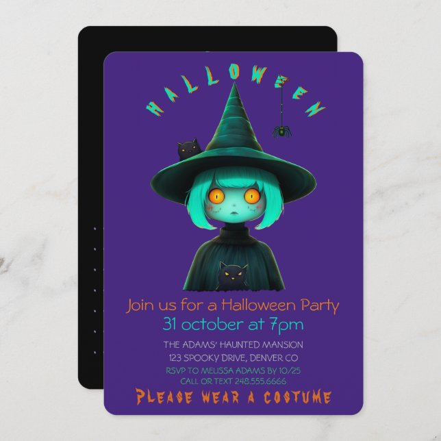 Convite Ela e seus animais de estimação (Frente/Verso)