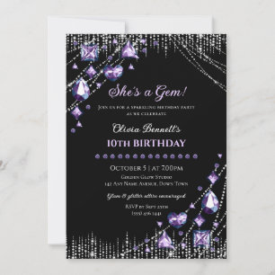 Convite Ela é uma Joia jóia brilhante glam aniversário
