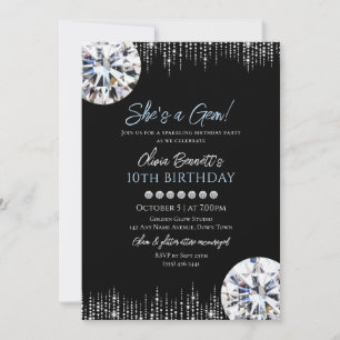 Convite Ela é uma Joia jóia brilhante glam aniversário