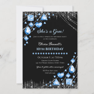 Convite Ela é uma Joia jóia brilhante glam aniversário