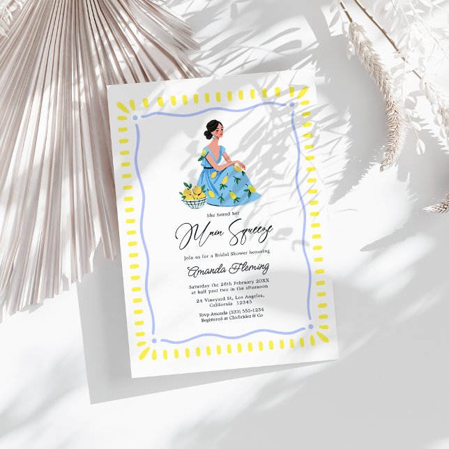 Convite Ela Encontrou Seu Amor no Chuveiro de Noiva de Lim (She Found Her Main Squeeze Lemon Bridal Shower Invitation)