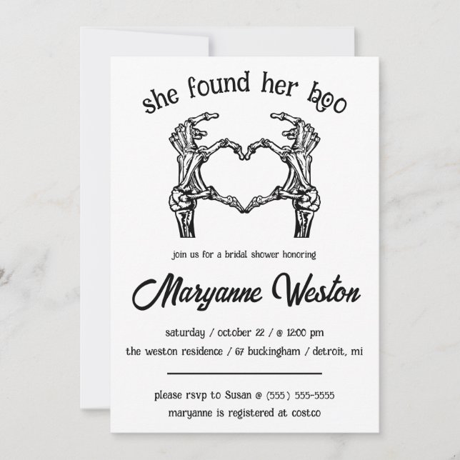 Convite Ela Encontrou Seu Boo! Halloween Themed Chá de pan (Frente)