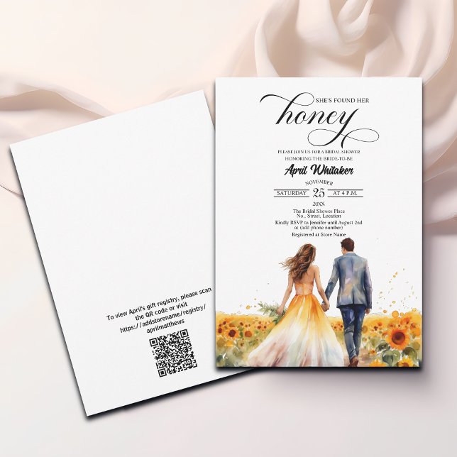 Convite Ela Encontrou Seu Casal De Mel E Flores Solares (Criador carregado)