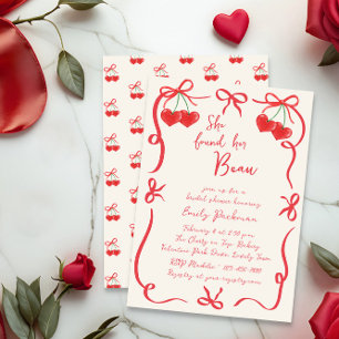 Convite Ela encontrou seu Chá de Bebê Bows e Cherries Brid