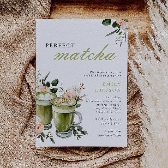 Convite Ela Encontrou Seu Chá de Noiva de Matcha Perfeito (Criador carregado)