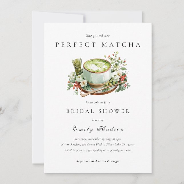 Convite Ela Encontrou Seu Chá de Noiva de Matcha Perfeito (Frente)