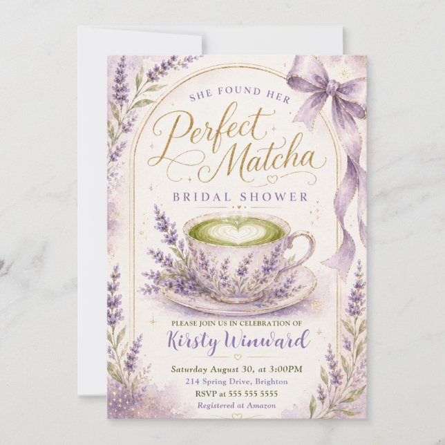 Convite Ela Encontrou Seu Chá de Noiva Perfeito com Matcha (Frente)