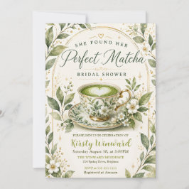 Convite Ela Encontrou Seu Chá de Noiva Temático de Matcha