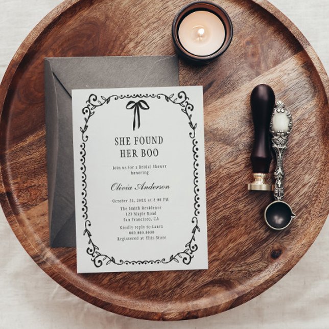 Convite Ela Encontrou Seu Chá de panela De Boo Halloween (Criador carregado)