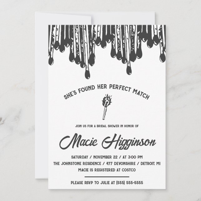 Convite Ela encontrou seu Chá de panela de Correspondência (Frente)