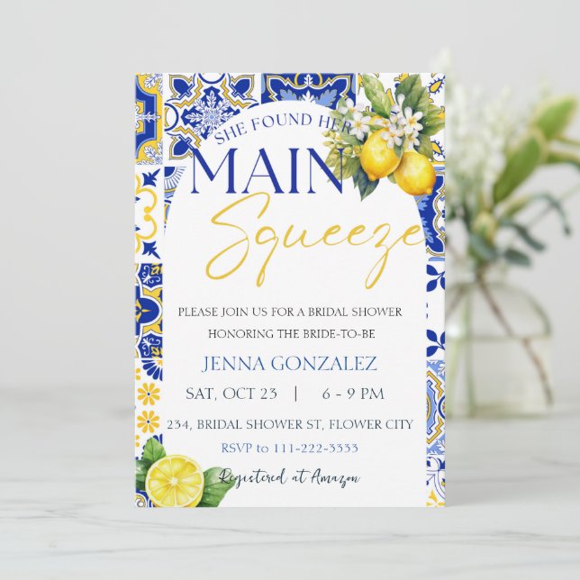 Convite Ela Encontrou Seu Chá de panela De Limão De Aperte (Em pé/Frente)