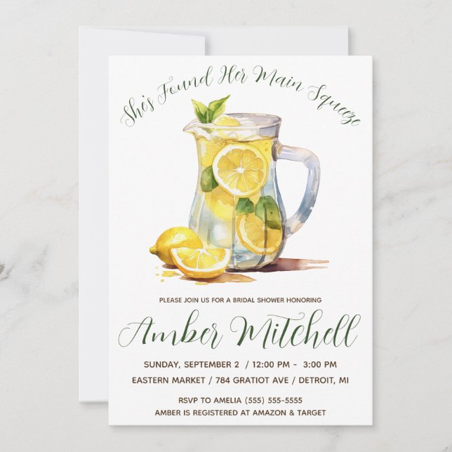 Convite Ela Encontrou Seu Chá de panela De Limonada. (Frente)