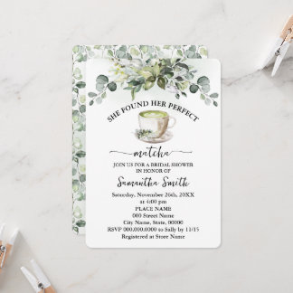 Convite Ela Encontrou Seu Chá de panela Matcha Eucalyptus
