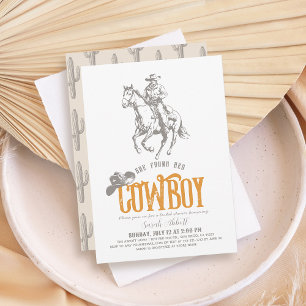 Convite Ela Encontrou Seu Cowboy Chuveiro de Noiva Laranja
