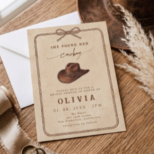Convite Ela Encontrou Seu Cowboy Chuveiro de Noiva Rústico