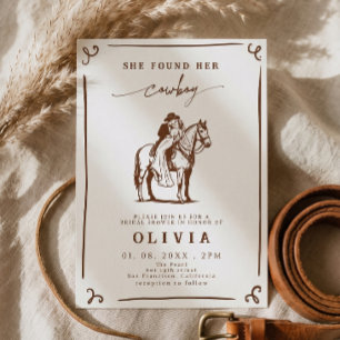Convite Ela Encontrou Seu Cowboy Western Listrado Chá de N