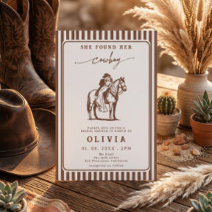 Convite Ela Encontrou Seu Cowboy Western Listrado Chuveiro
