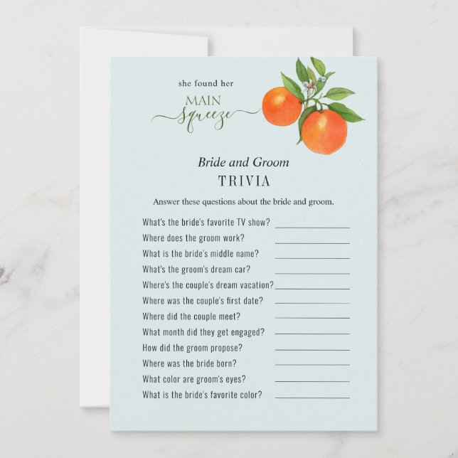 Convite Ela encontrou seus principais jogos de Chá Trivia (Frente)