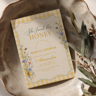 Convite Ela Encontrou Sua Flor Silvestre de Xadrez Mel