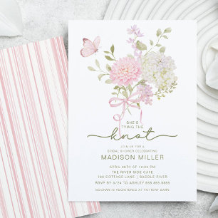 Convite Ela Está Amarrando o Nó Chuveiro de Noiva Floral